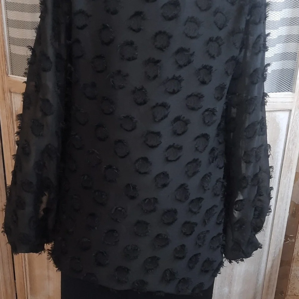JODIFL Black Textured Blousew/ Long Sleeves Size M - Picture 4 of 6